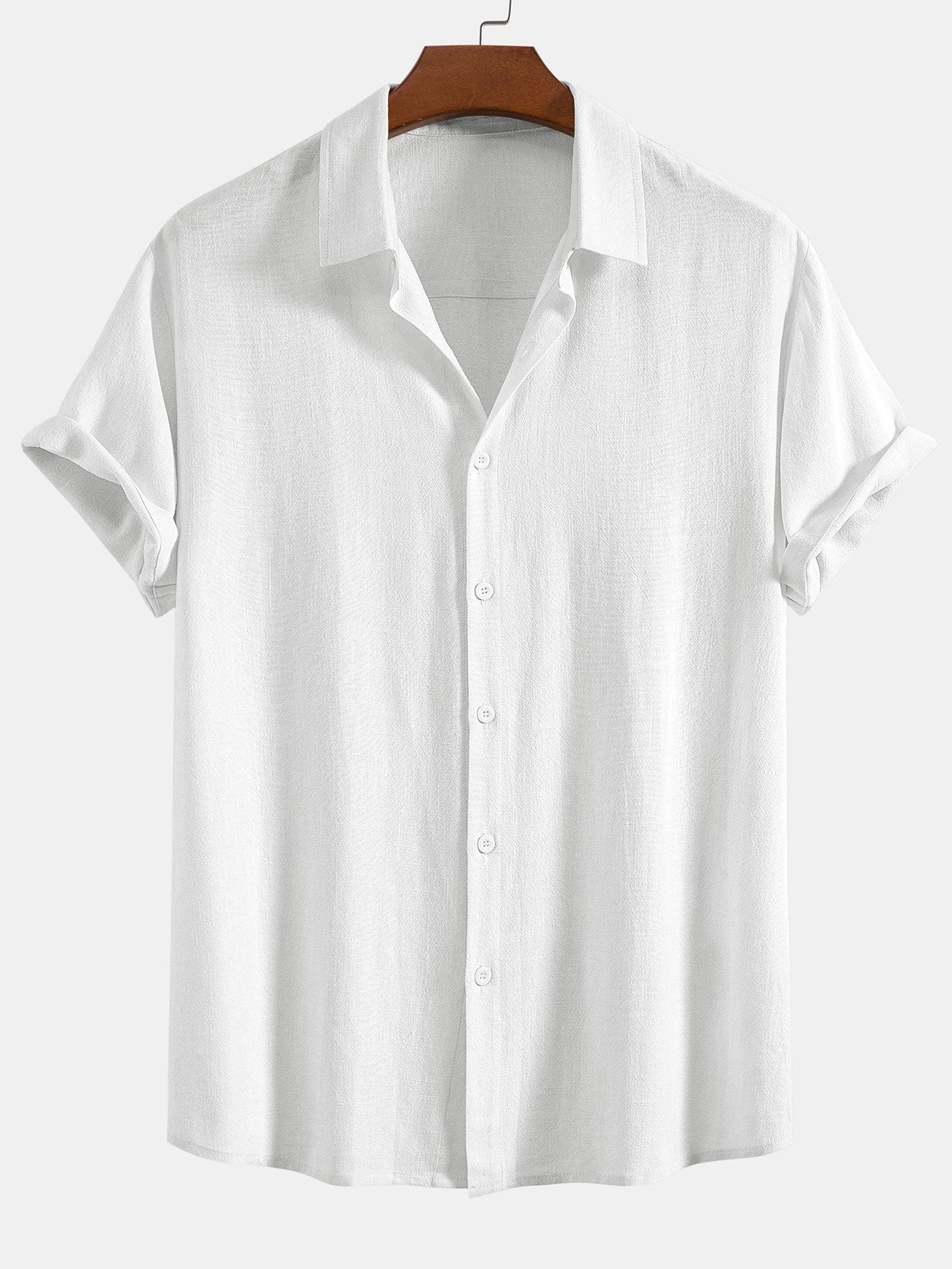 Linen Rayon Blend Button Up Shirt & Straight Leg Linen Pants — North Row | View 14