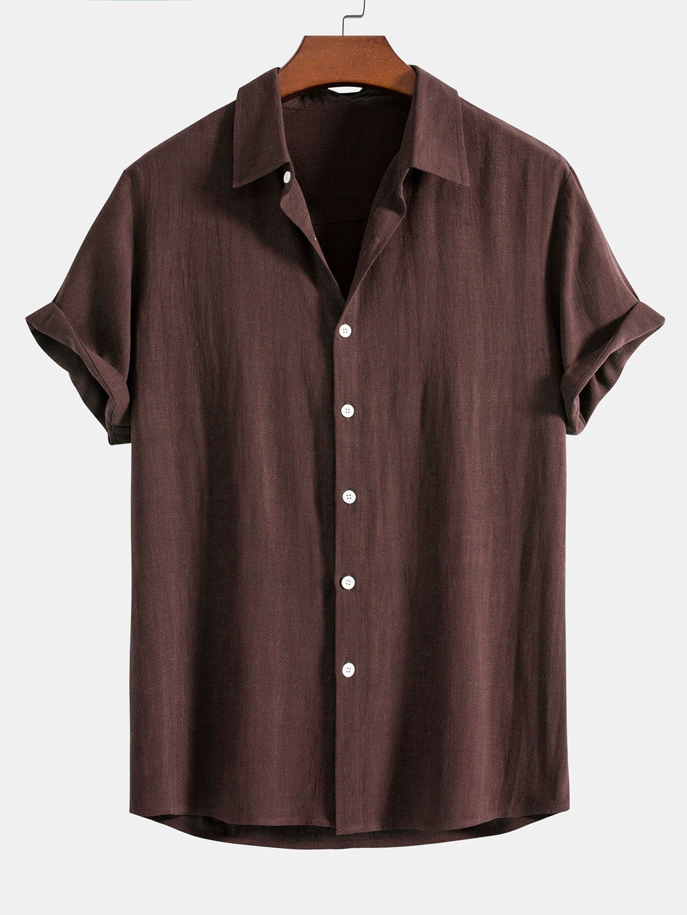 Linen Rayon Blend Button Up Shirt & Straight Leg Linen Pants — North Row | View 16
