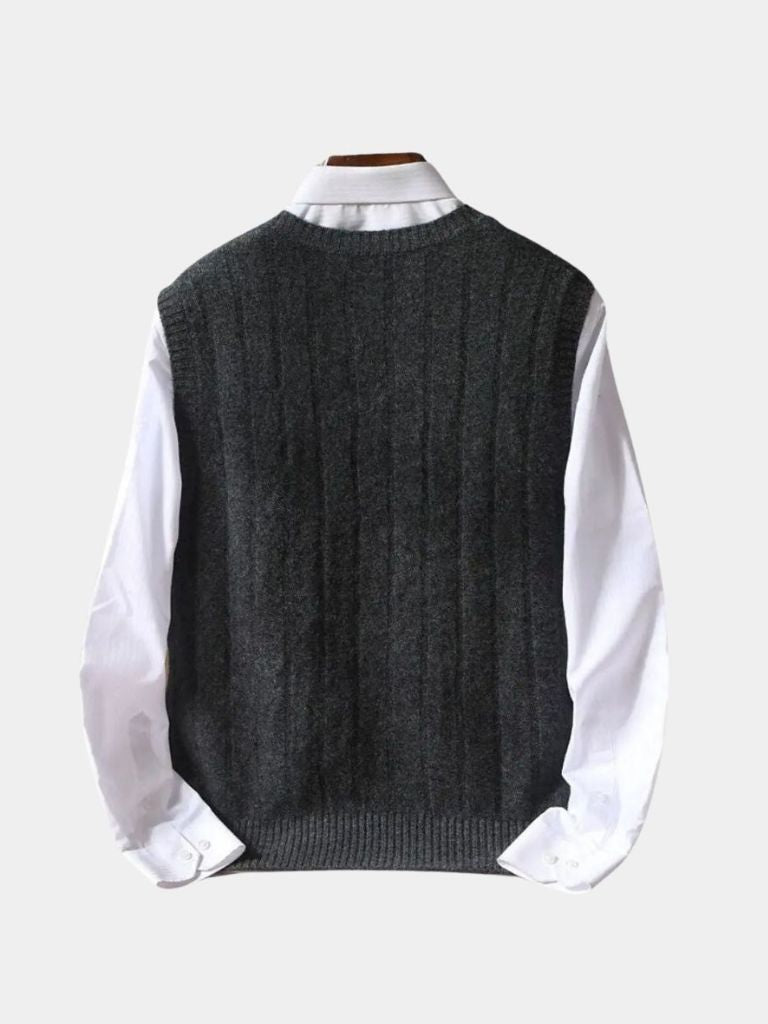 100% Merino Wool Pullover Sweater Vest — North Row | Texture Detail