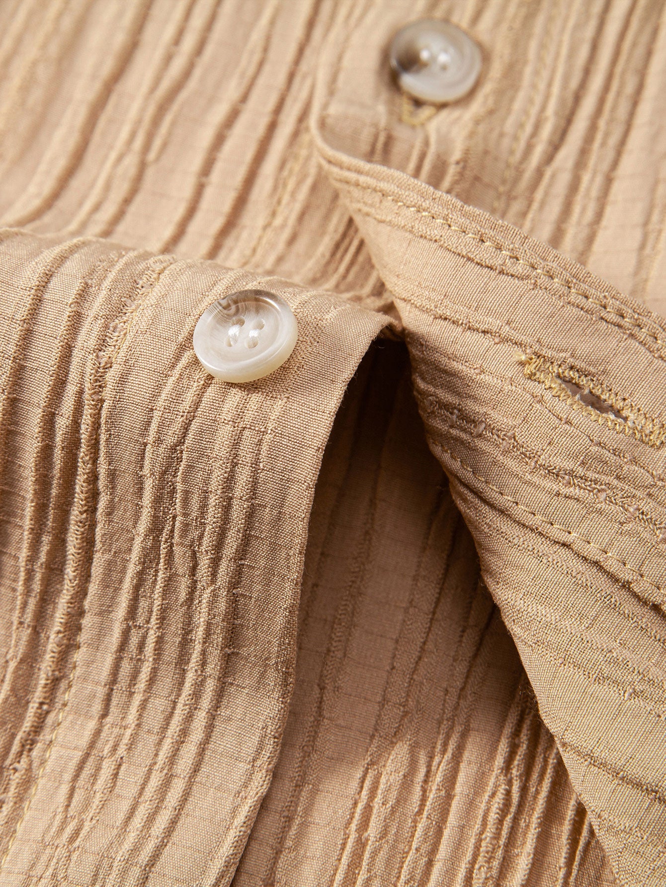 Crinkled Textured Button Up Shirt & Crinkled Textured Drawstring Shorts — North Row | View 20