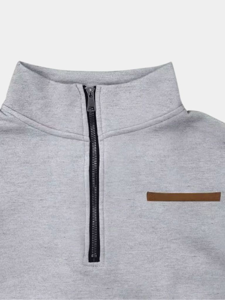 Slate Urban High Collar Pullover — North Row | Detail View