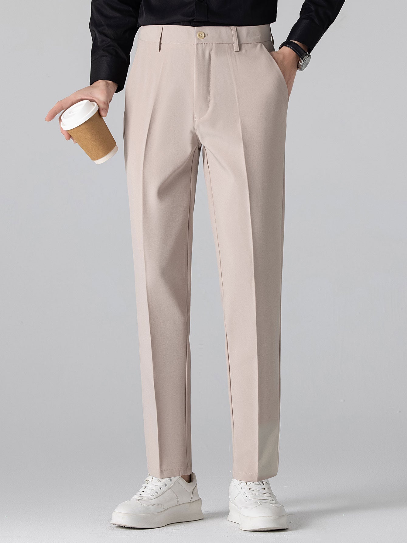 Slim Fit Tapered Trousers — North Row | Side View