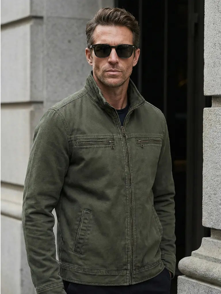 Valmont Vintage Olive Field Jacket — North Row | Back View