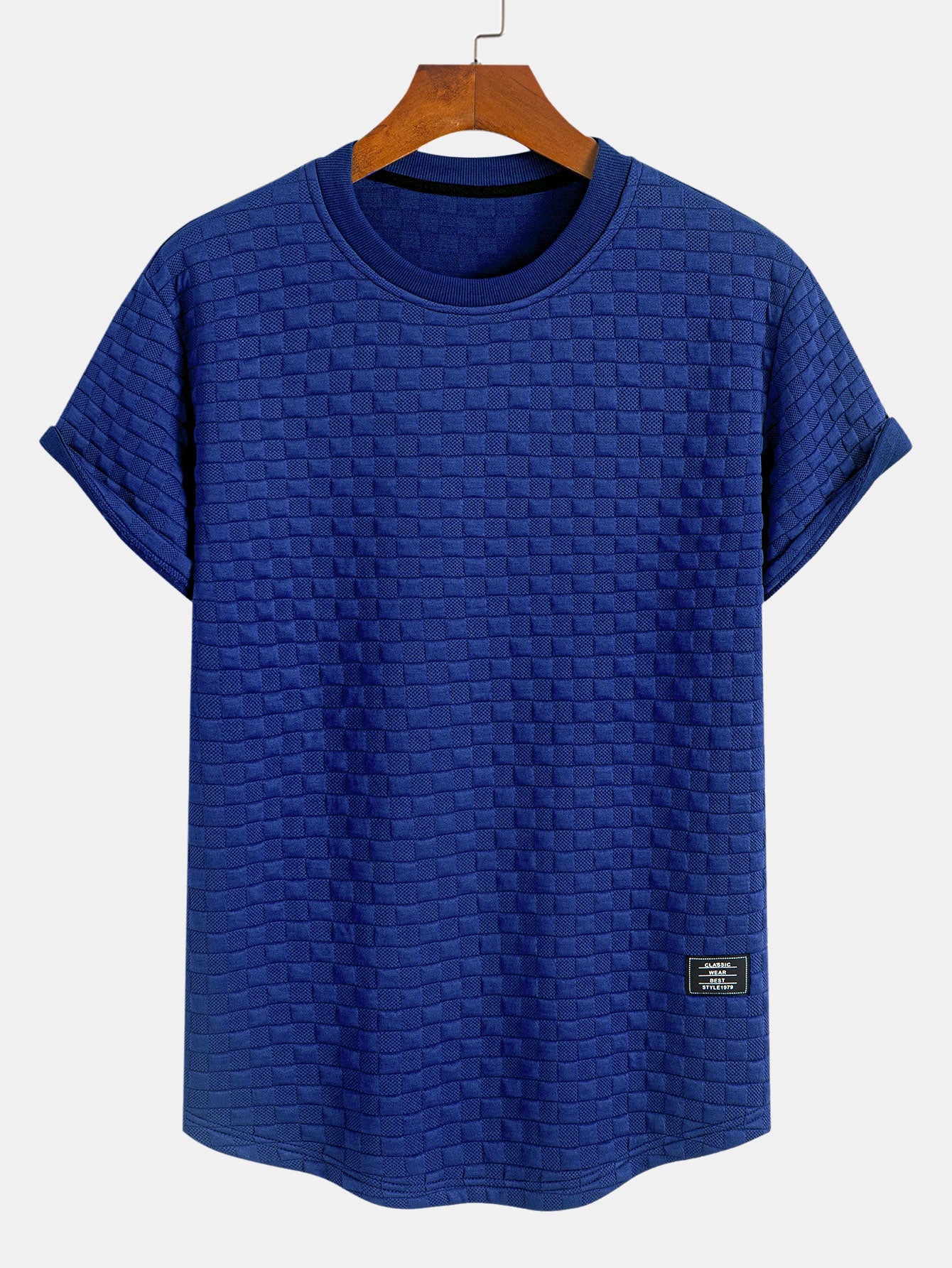 Checkerboard Jacquard Arc Hem T-Shirt — North Row | Worn Look