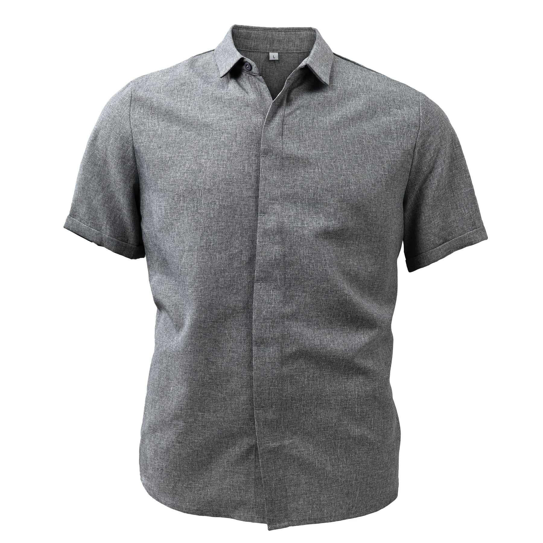 【24-hour shipping out】Men's Solid Color Lapel Cotton Linen Short Sleeve Shirt 82339241X — North Row | View 15
