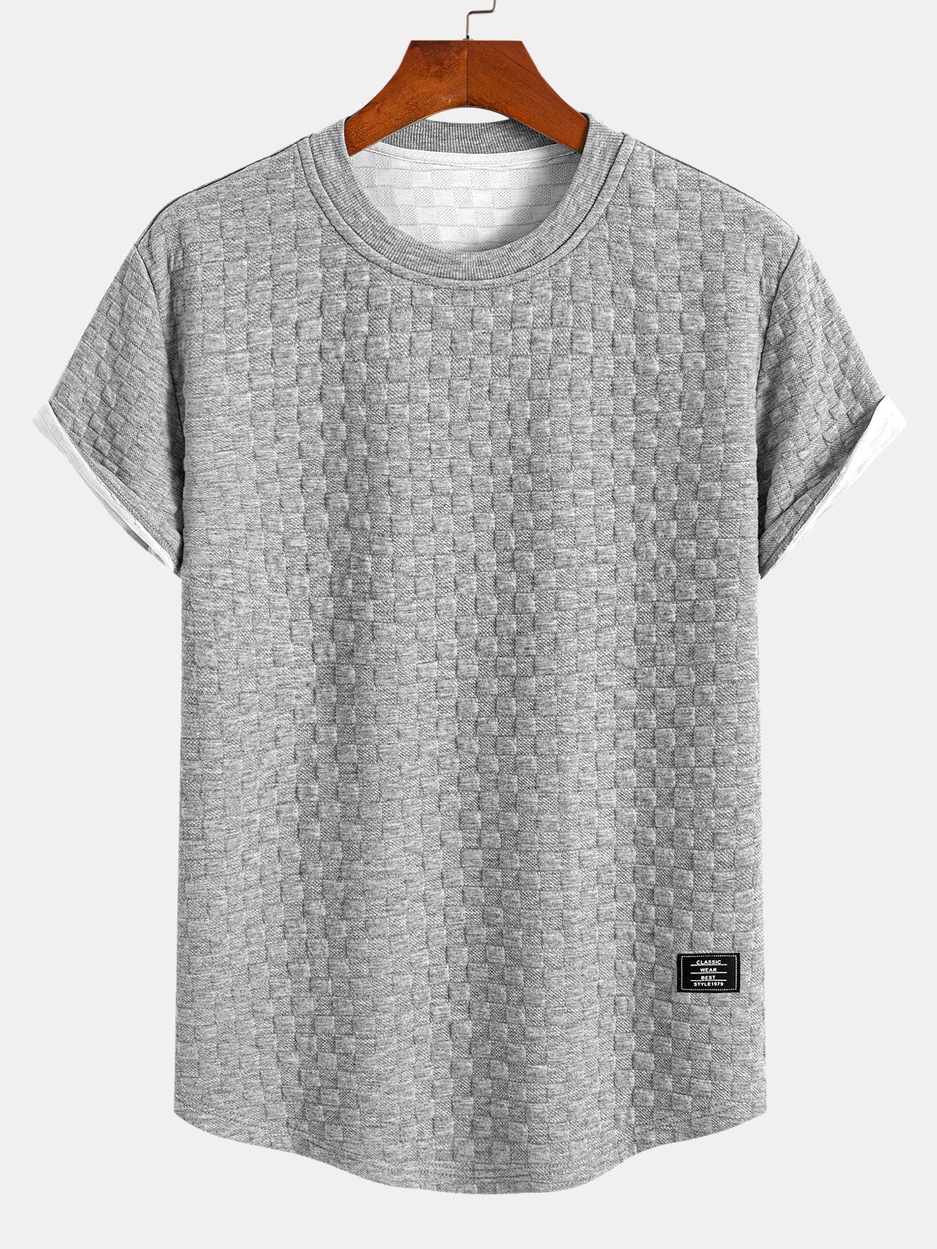 Checkerboard Jacquard Arc Hem T-Shirt — North Row | Lifestyle