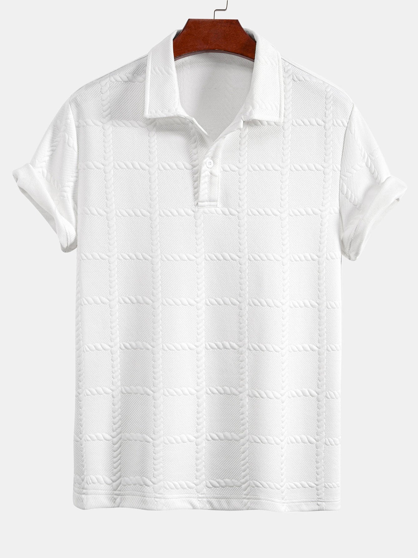Checkered Jacquard Polo Shirt — North Row | Front View
