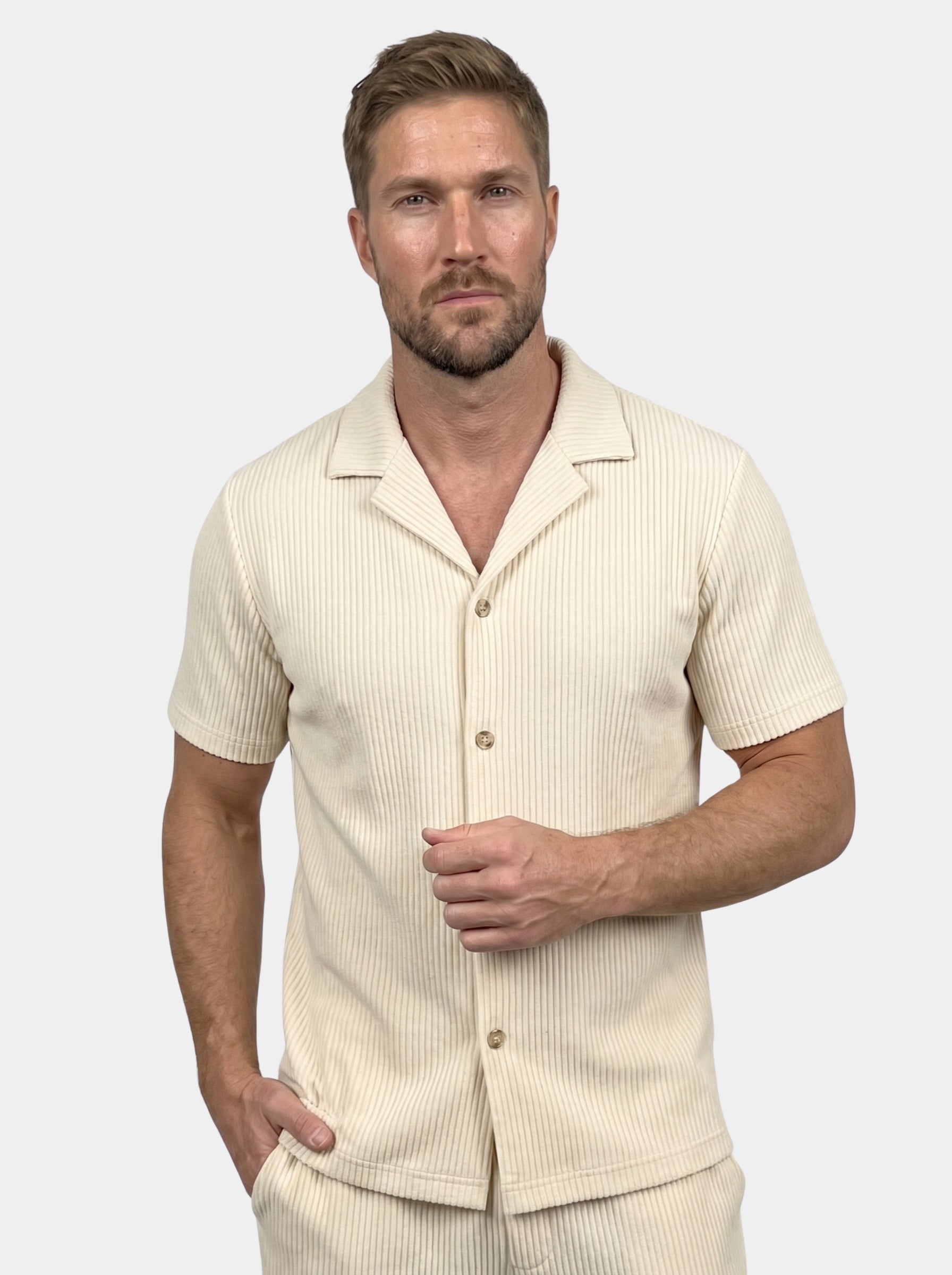 Minimalist Corduroy Set — Men's Matching Shirt & Shorts