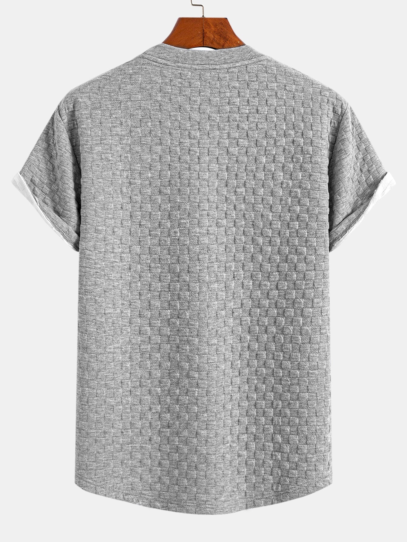 Checkerboard Jacquard Arc Hem T-Shirt — North Row | Close-Up
