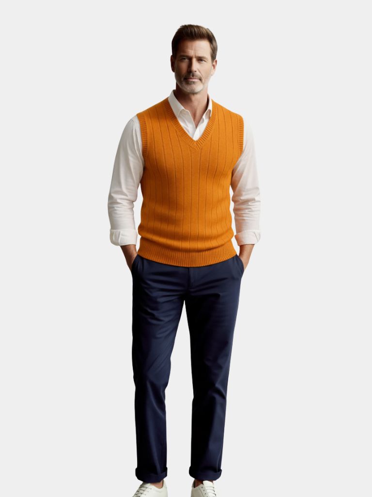 100% Merino Wool Pullover Sweater Vest — North Row | Back View