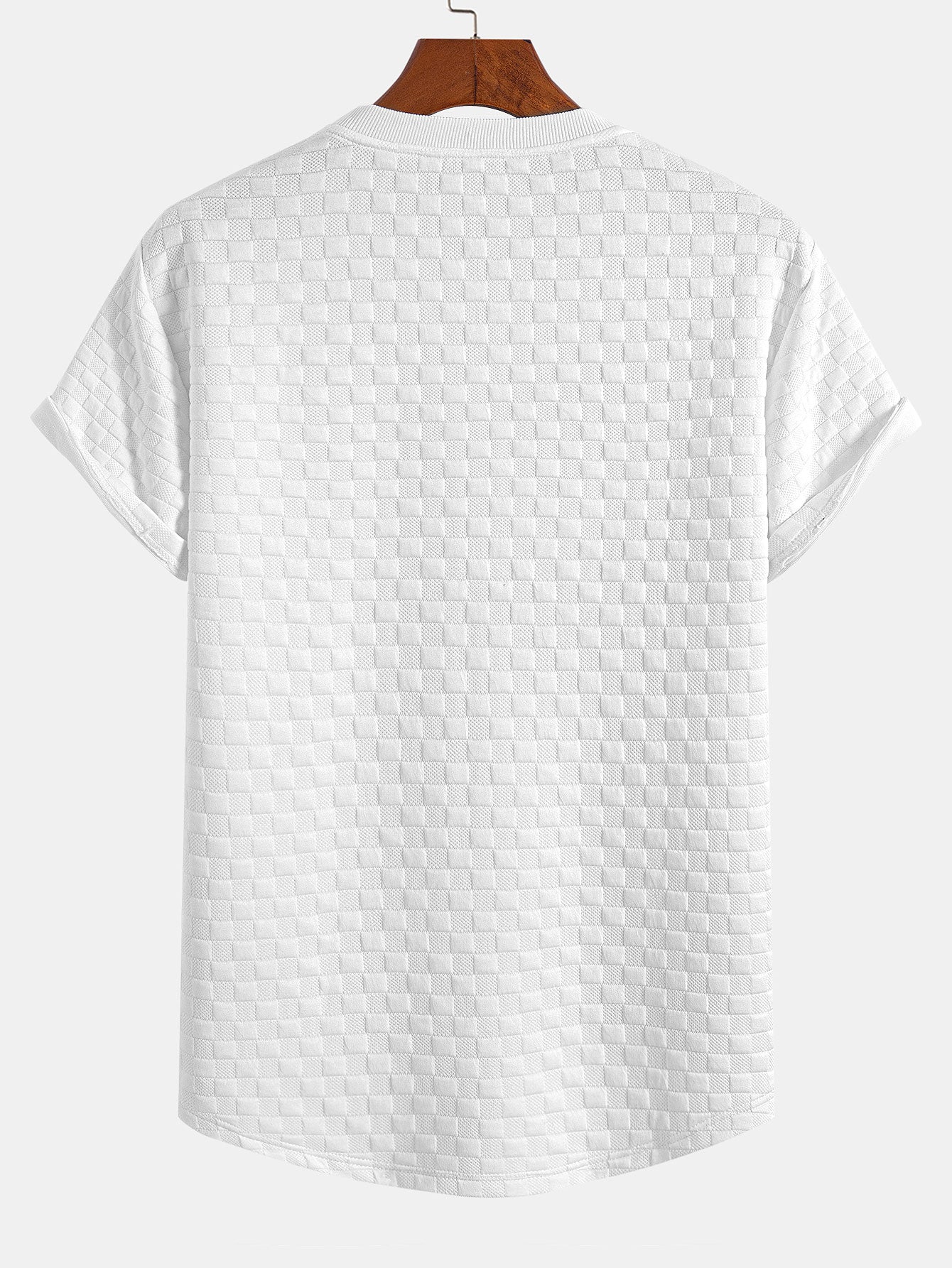 Checkerboard Jacquard Arc Hem T-Shirt — North Row | Side View