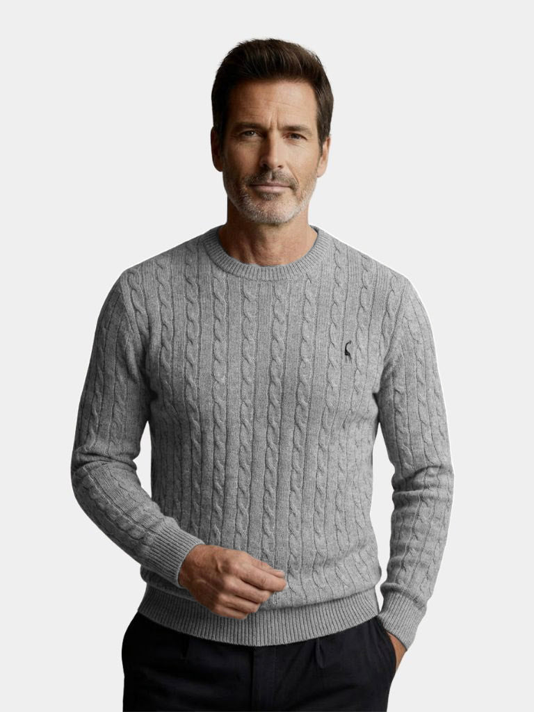 Cotton Crew Neck Pullover Sweater — North Row | Front View