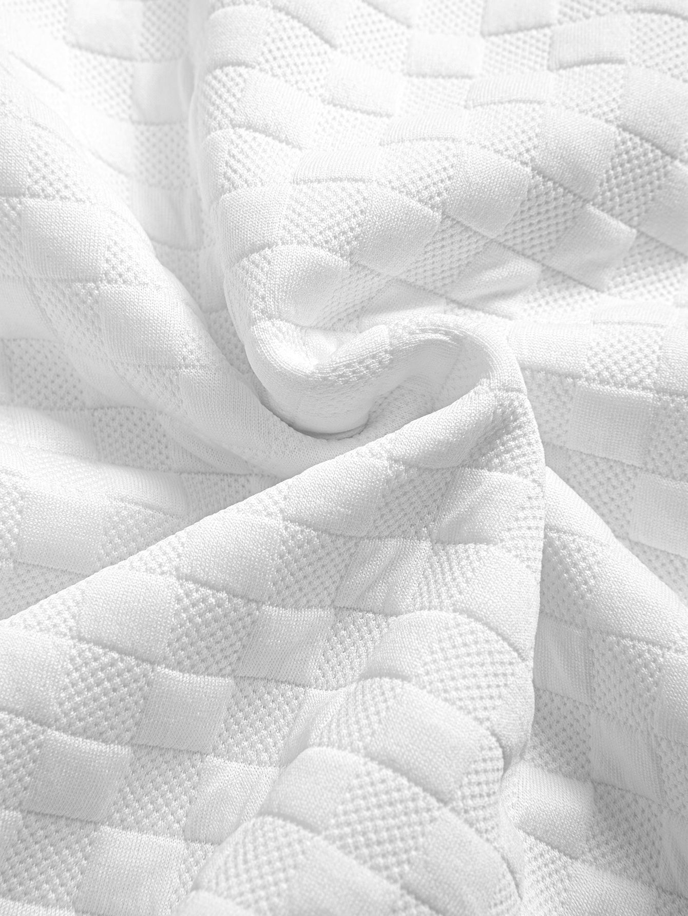 Checkerboard Jacquard Arc Hem T-Shirt — North Row | Model Wearing