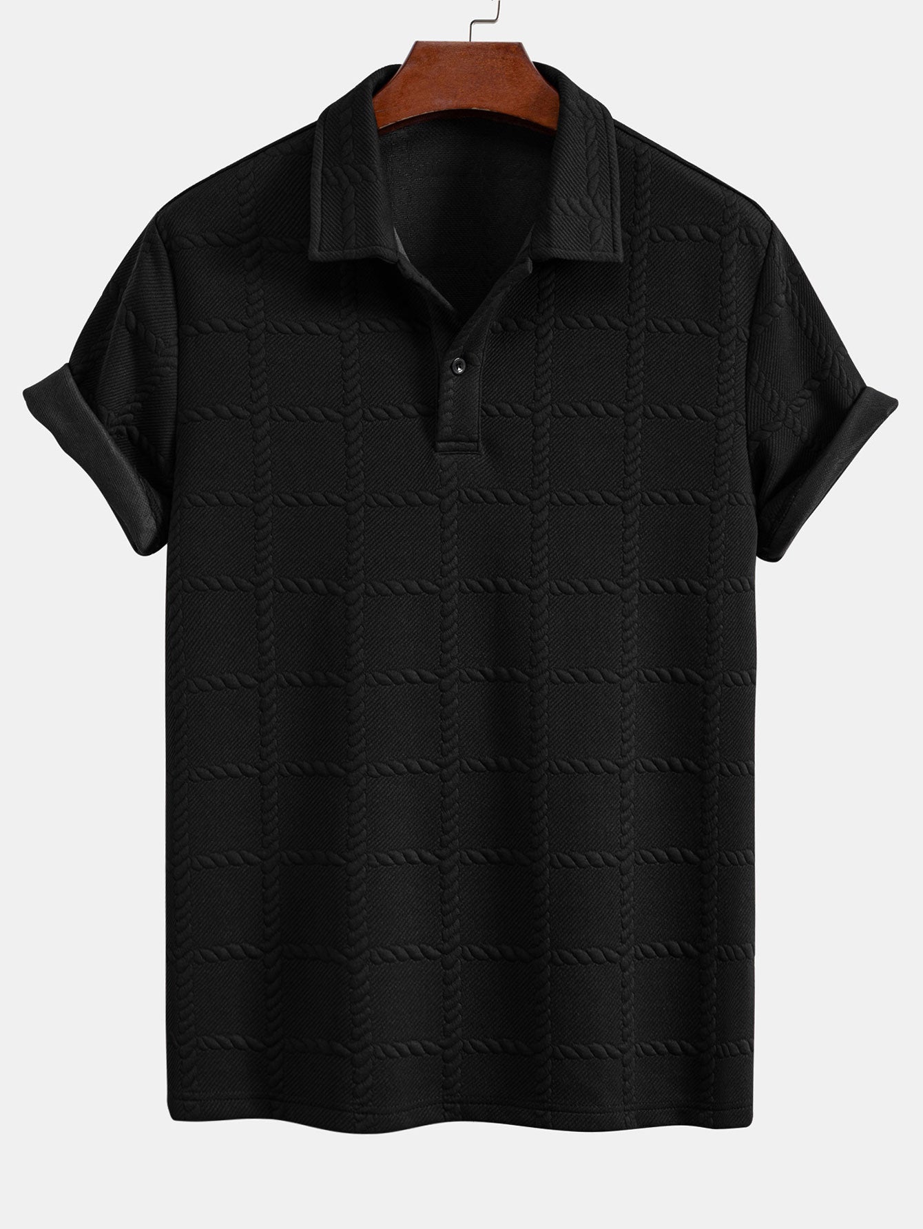 Checkered Jacquard Polo Shirt — North Row | Back View