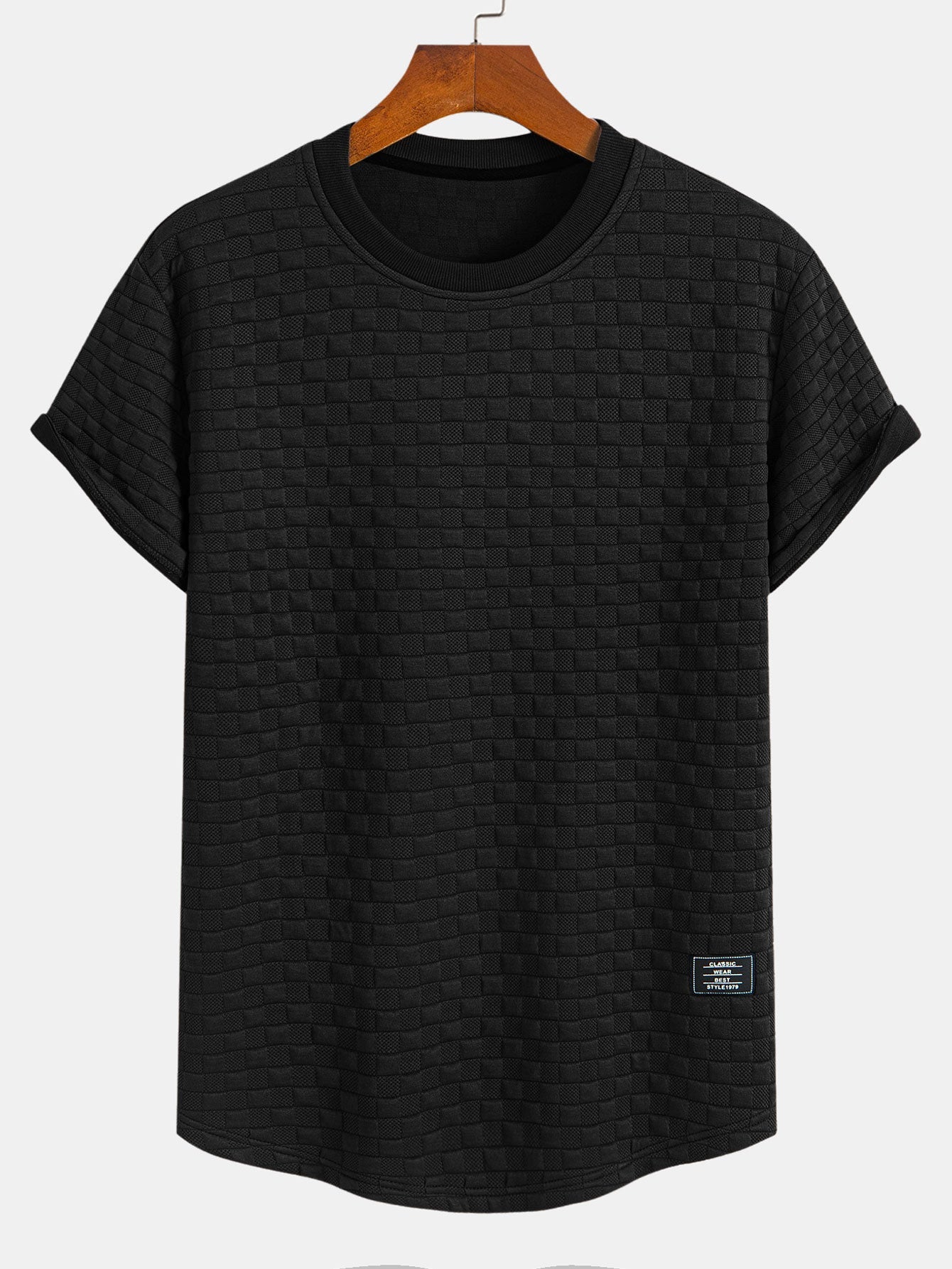 Checkerboard Jacquard Arc Hem T-Shirt — North Row | Back View