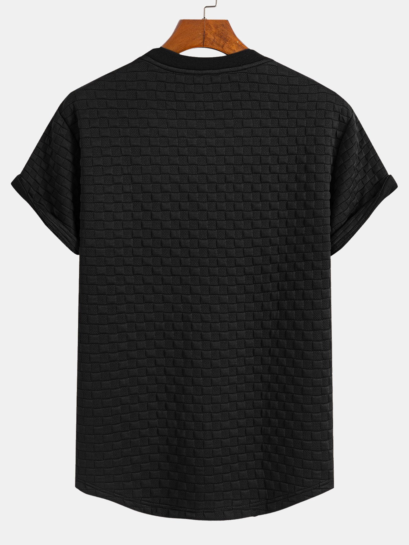 Checkerboard Jacquard Arc Hem T-Shirt — North Row | Detail View