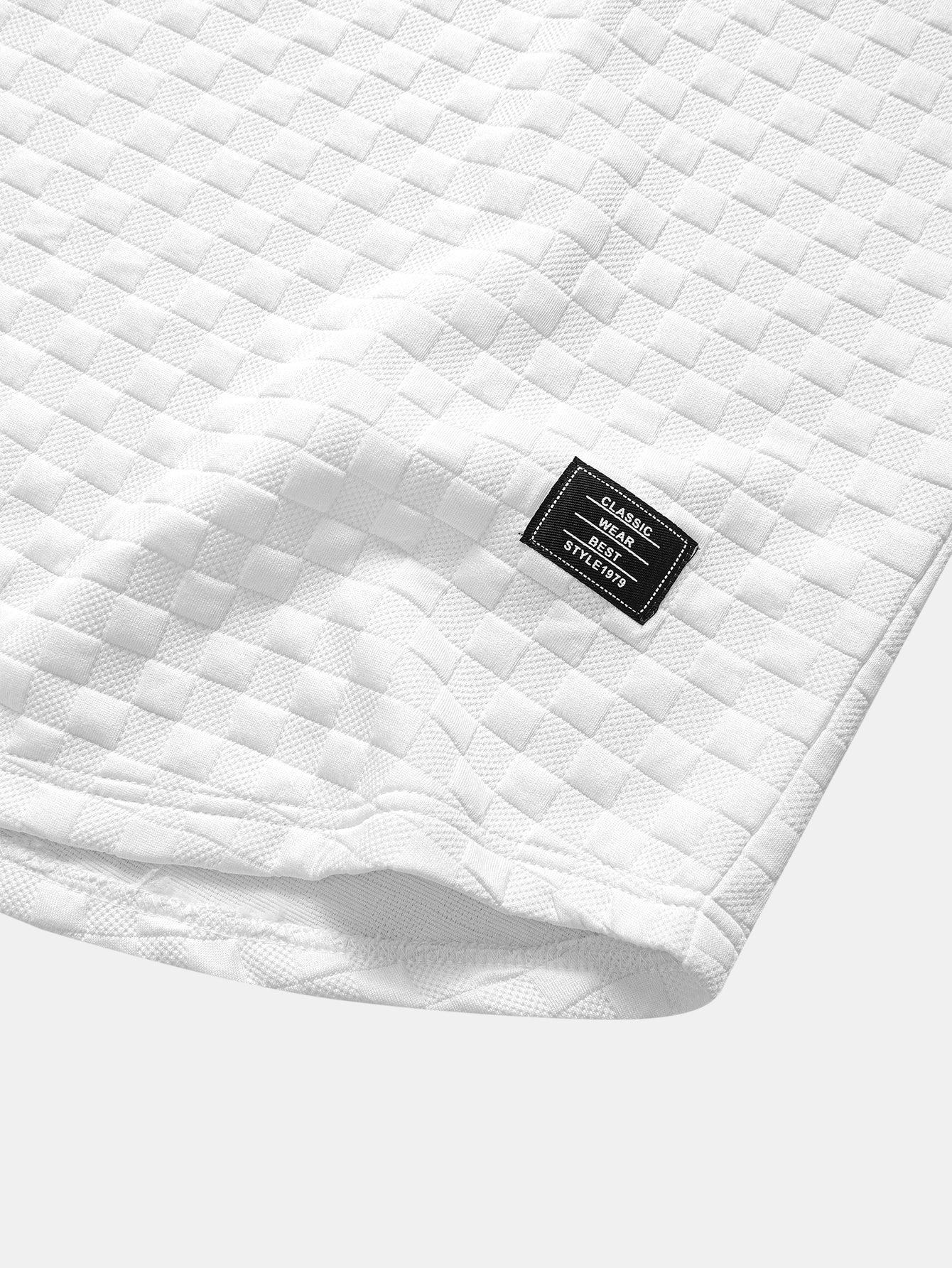 Checkerboard Jacquard Arc Hem T-Shirt — North Row | View 13