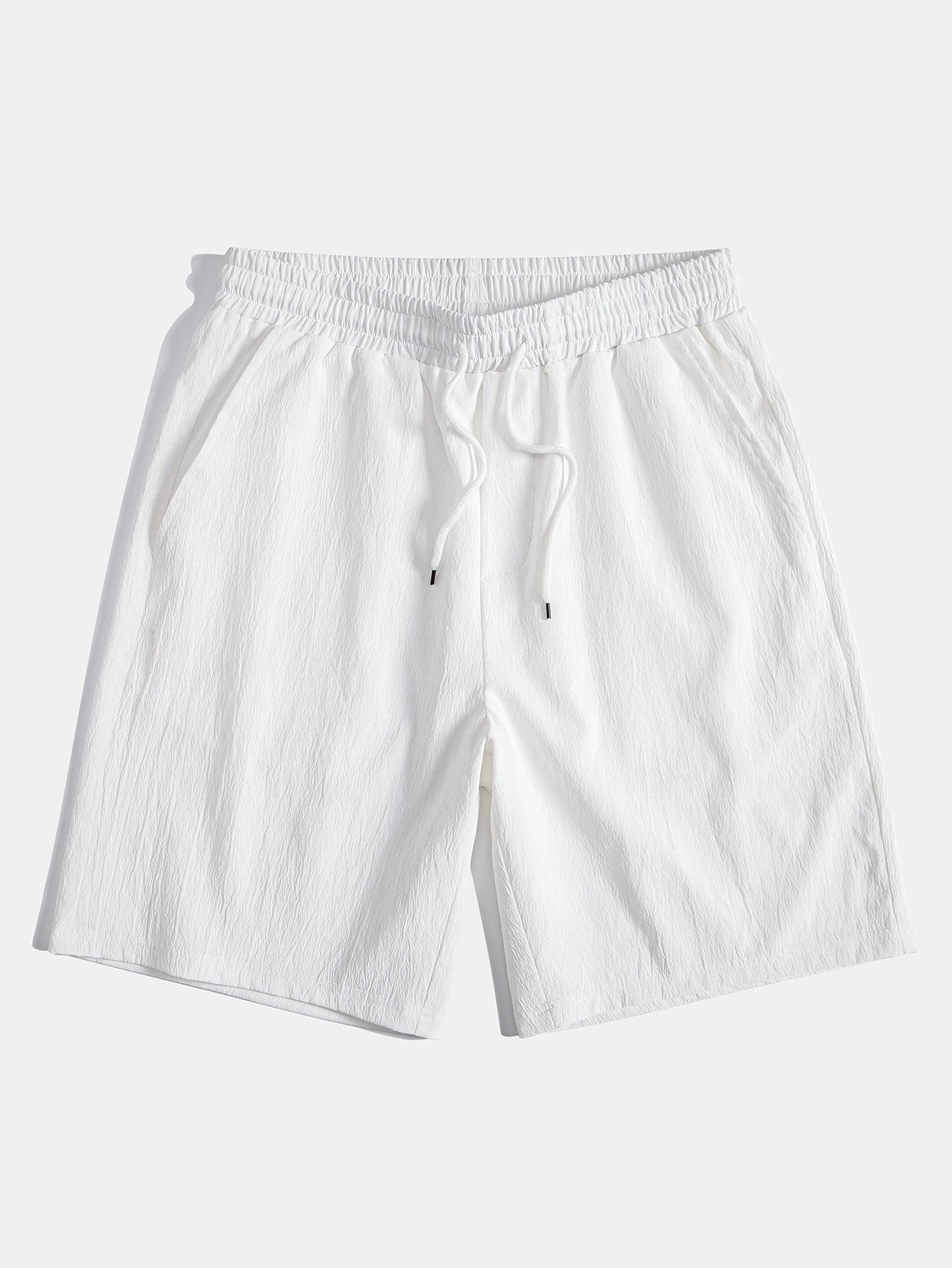 Linen Rayon Blend Button Up Shirt & Crinkled Textured Drawstring Shorts — North Row | View 23