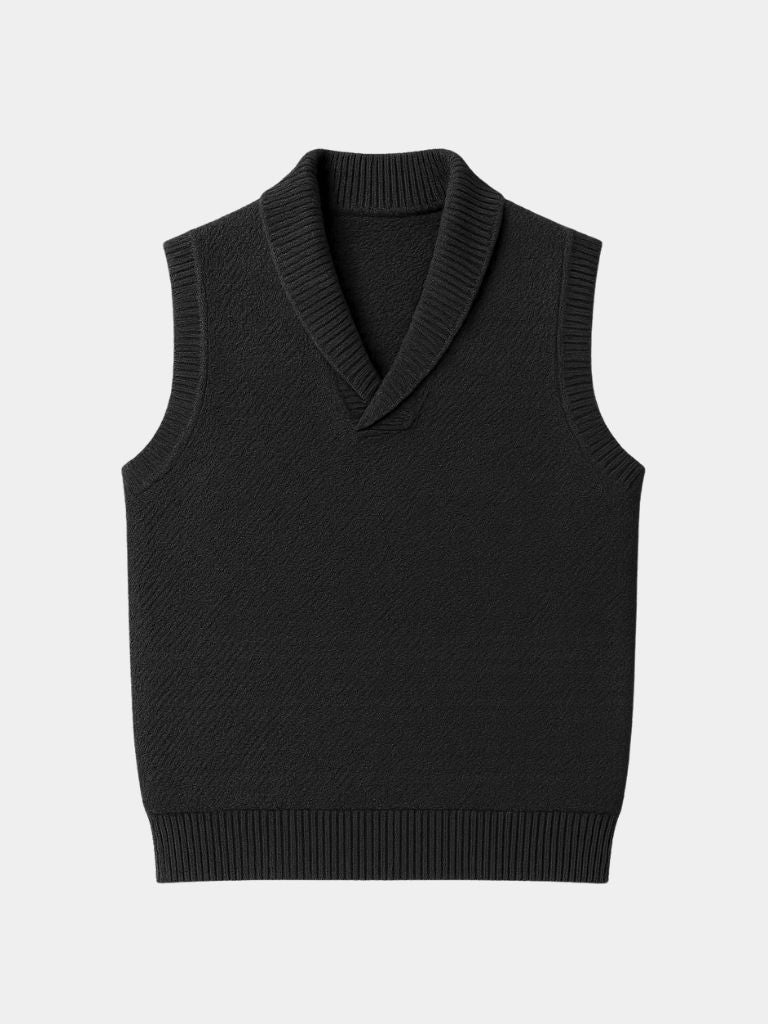 British Knit Vest Waistcoat — North Row | Collar Detail