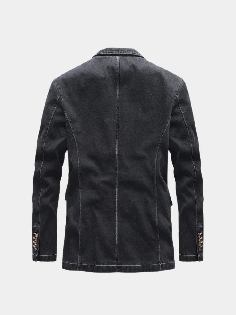 Denim Covenant Blazer Jacket — North Row | Collar Detail