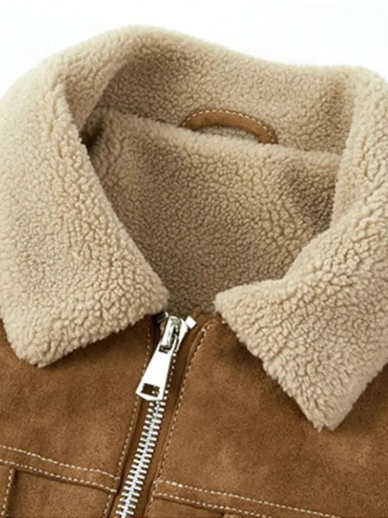 Essential Fleece Suede Jacket — North Row | Detail View
