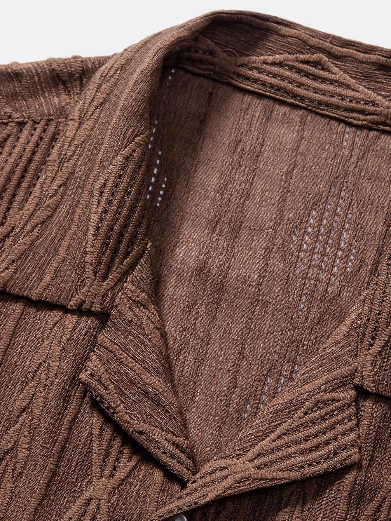 Geometric Jacquard Eyelet Cuban Shirt & Crinkled Textured Drawstring Shorts — North Row | View 16