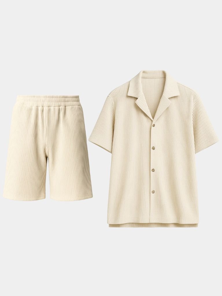 Minimalist Corduroy Set — Men's Matching Shirt & Shorts