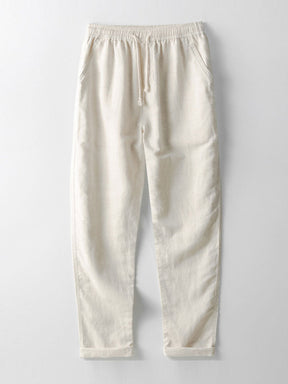 Geometric Jacquard Eyelet Cuban Shirt & Straight Leg Linen Pants — North Row | Full Length