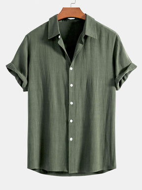 Linen Rayon Blend Button Up Shirt & Straight Leg Linen Pants — North Row | View 13