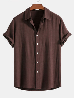 Linen Rayon Blend Button Up Shirt — North Row | Flat Lay