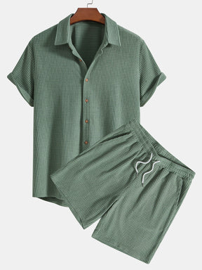 Waffle Button Up Shirt & Shorts — North Row | Side View