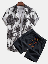 Palm Tree Print Button Up Shirt & Swim Short — North Row | Front View