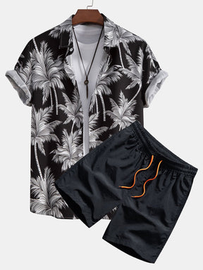 Palm Tree Print Button Up Shirt & Swim Short — North Row | Side View