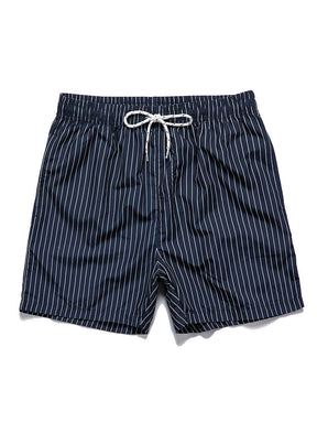 Palm Tree Print Button Up Shirt & Striped Print Swim Shorts — North Row | Detail View