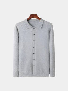 100% Cashmere Polo Cardigan — North Row | Flat Lay