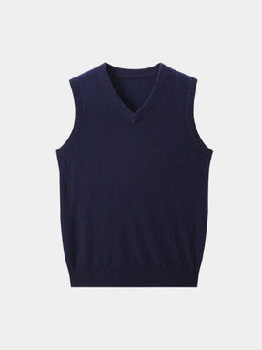 100% Cashmere V Neck Knit Vest — North Row | Flat Lay