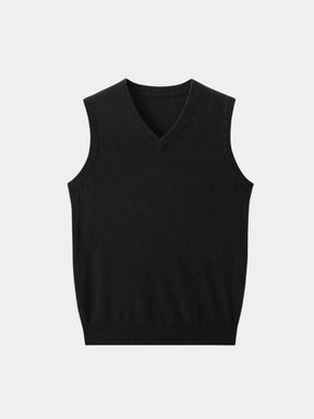 100% Cashmere V Neck Knit Vest — North Row | Side View