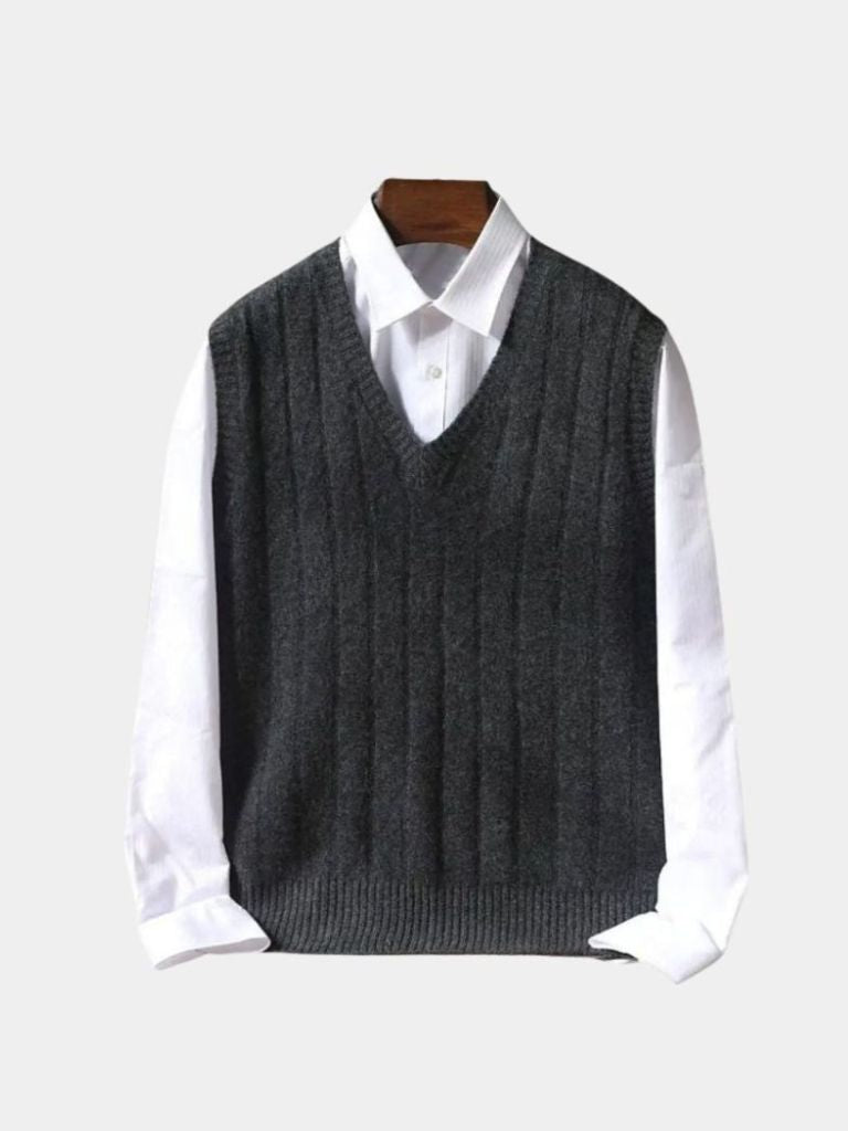 100% Merino Wool Pullover Sweater Vest — North Row | Model Wearing