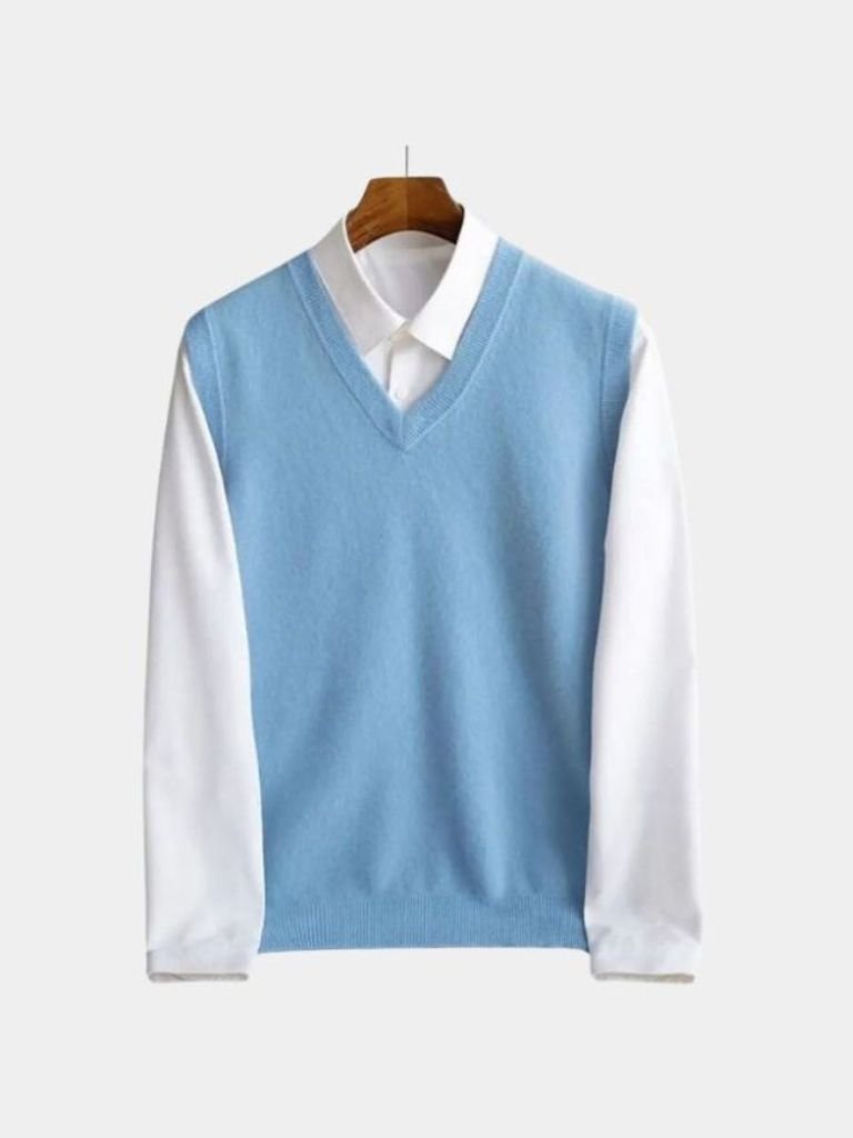 100% Merino Wool Sweater Vest — North Row | Model Wearing