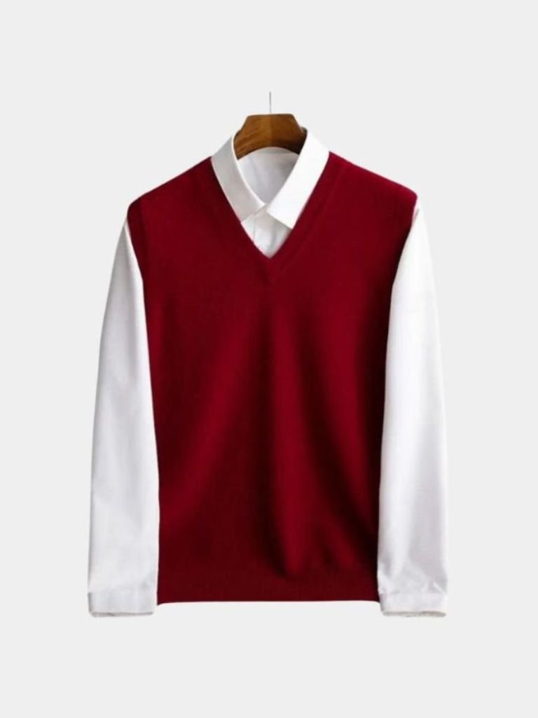 100% Merino Wool Sweater Vest — North Row | Collar Detail