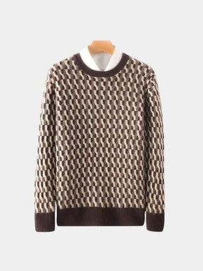 100% Wool Geometric Crew Neck Pullover Sweater — North Row | Full Length