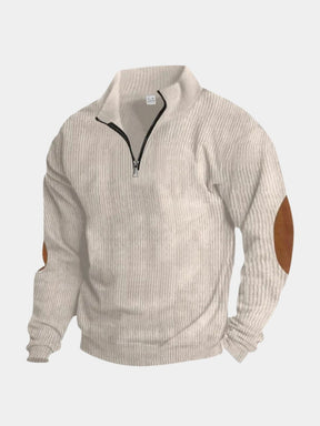 High Collar Quarter Zip Corduroy Pullover — North Row | Front View