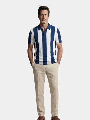 Navy Stripe Polo — North Row | Back View