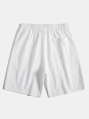 Geometric Jacquard Eyelet Cuban Shirt & Crinkled Textured Drawstring Shorts — North Row | View 15