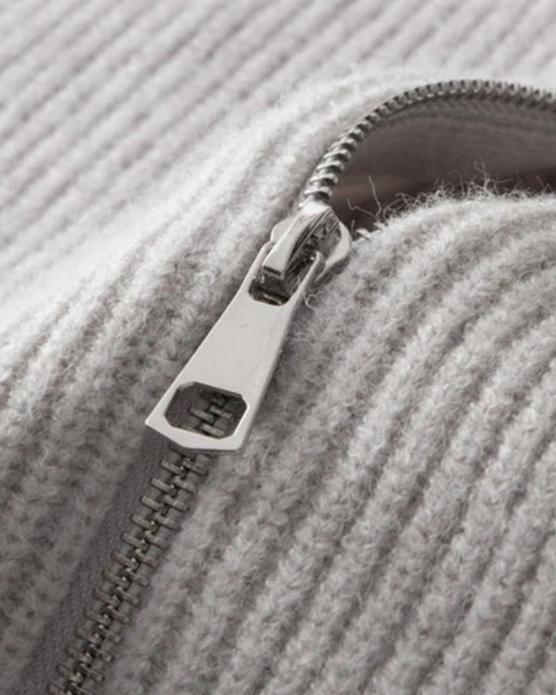 Amal Full-Zip Wool Gilet — North Row | Collar Detail