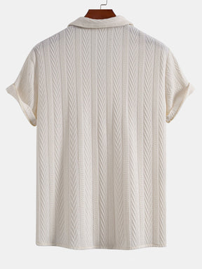 Texture Jacquard Cuban Shirt & Crinkled Textured Drawstring Shorts — North Row | Collar Detail