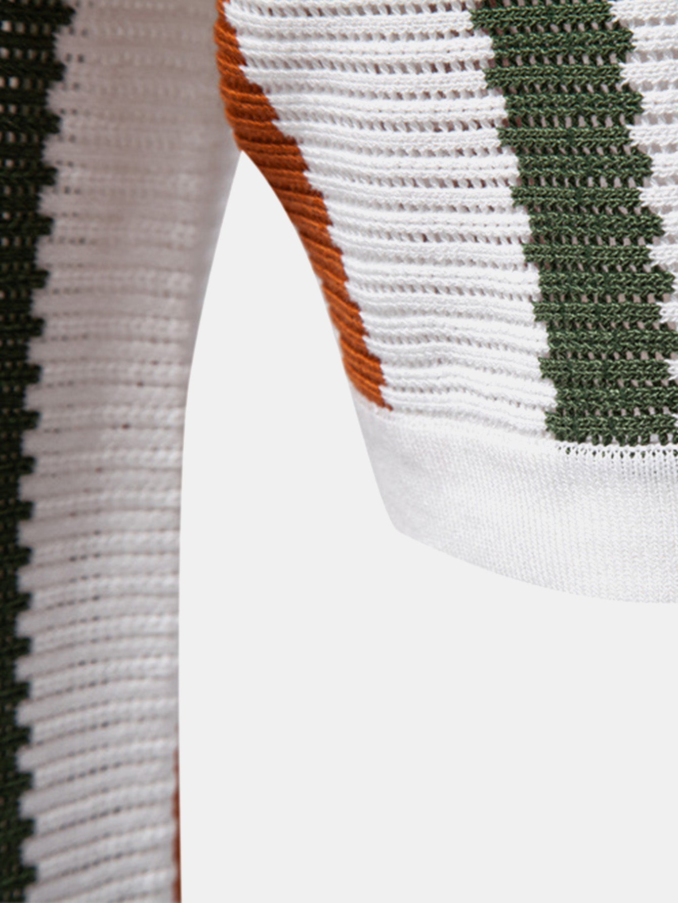 Stripe Knit V Neck Polo Shirt & Straight Leg Linen Pants — North Row | View 20