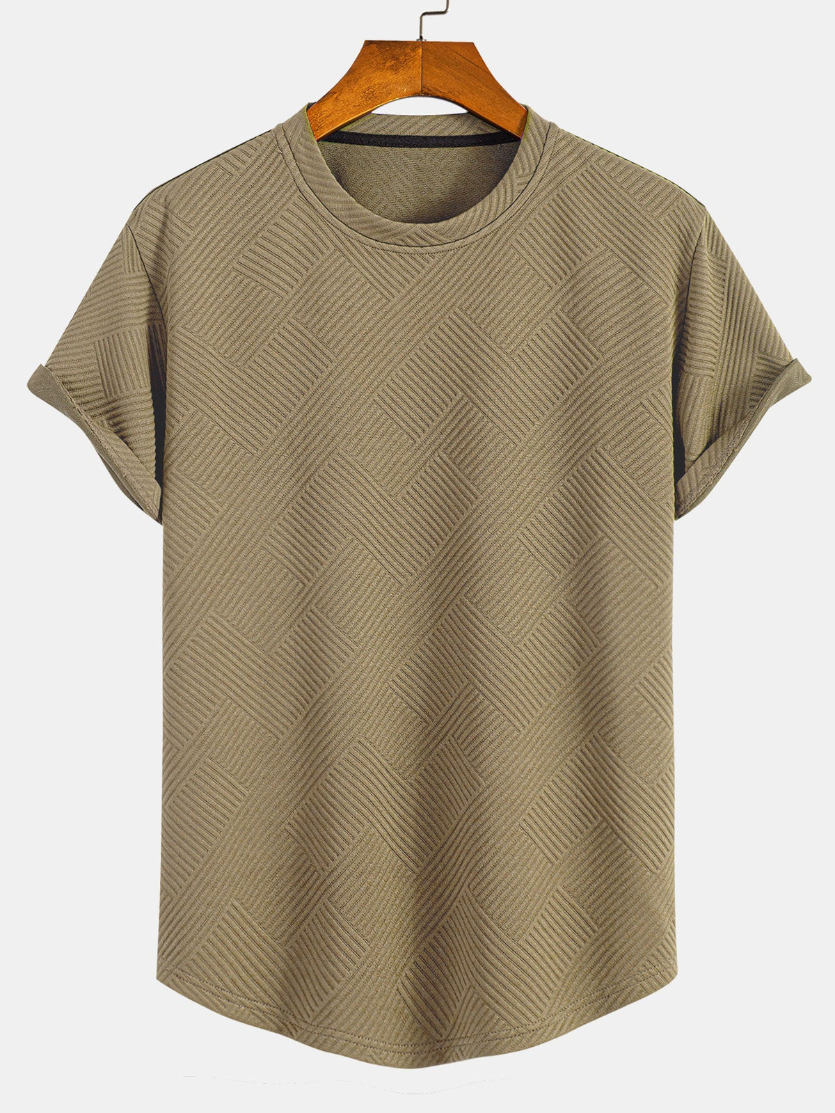 Short Sleeve Stripe Jacquard Arc Hem T-Shirt — North Row | Close-Up