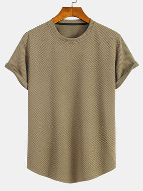 Short Sleeve Stripe Jacquard Arc Hem T-Shirt — North Row | Close-Up