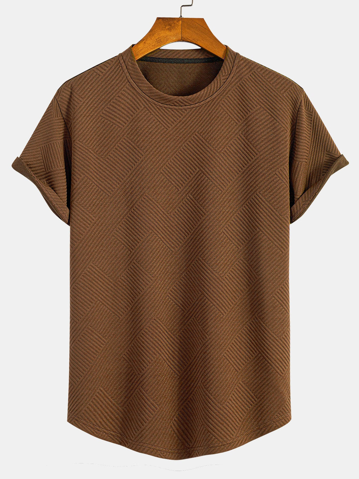 Short Sleeve Stripe Jacquard Arc Hem T-Shirt — North Row | Worn Look